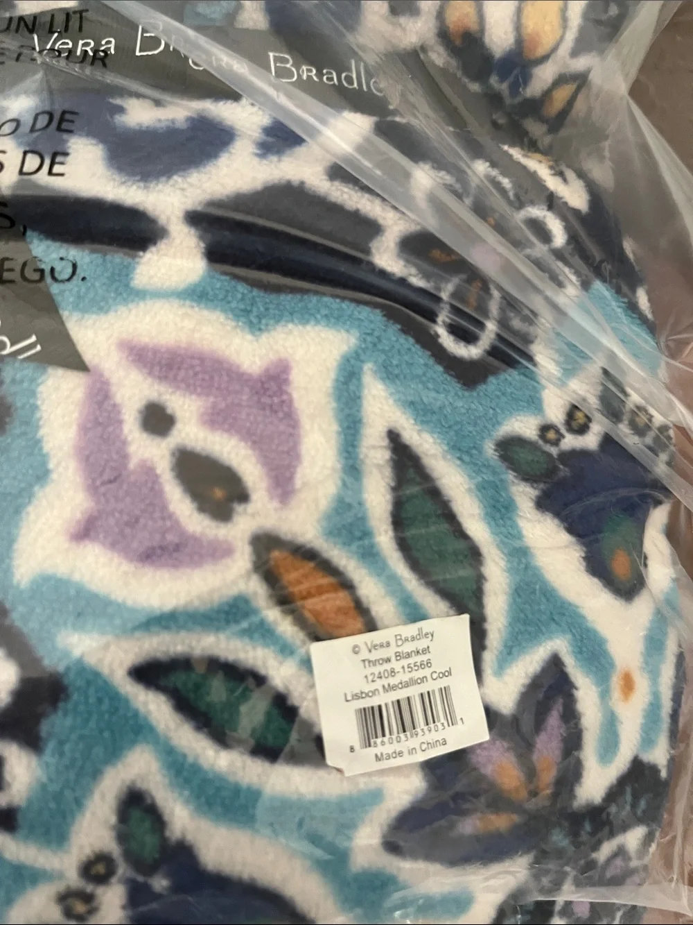 Vera Bradley Throw Blanket 80x50 Libson Medallion Cool NIP European Flare